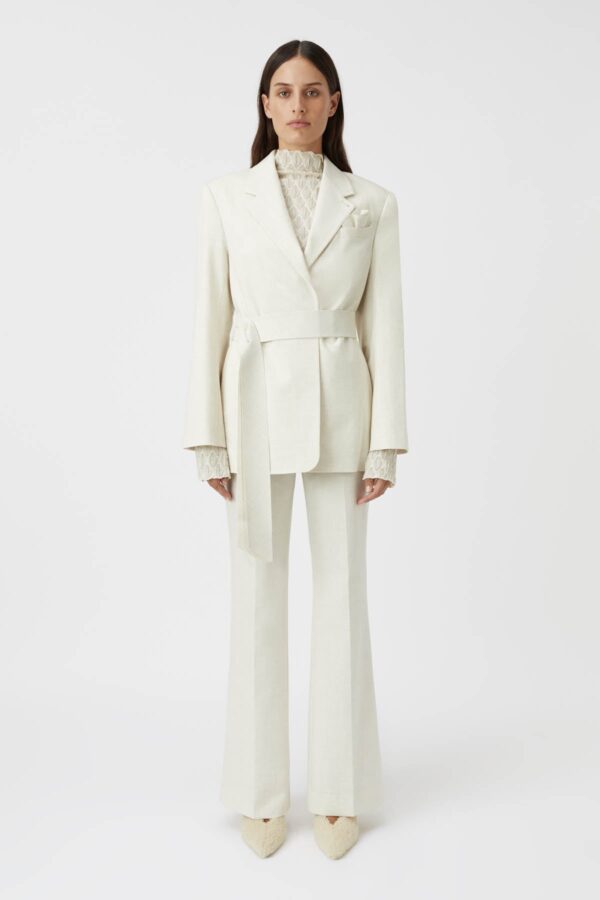 Amboree Belted Blazer Ivory