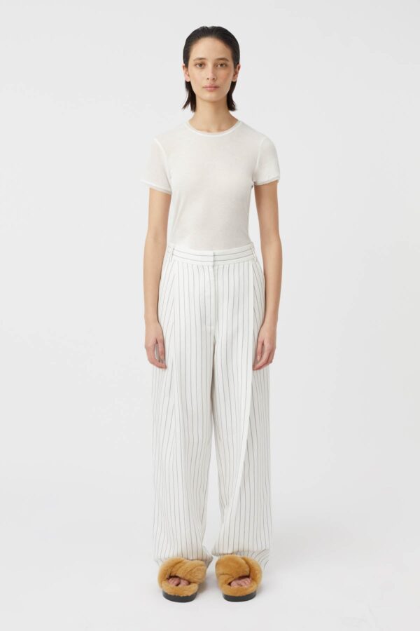 Darya Trouser White Pinstripe