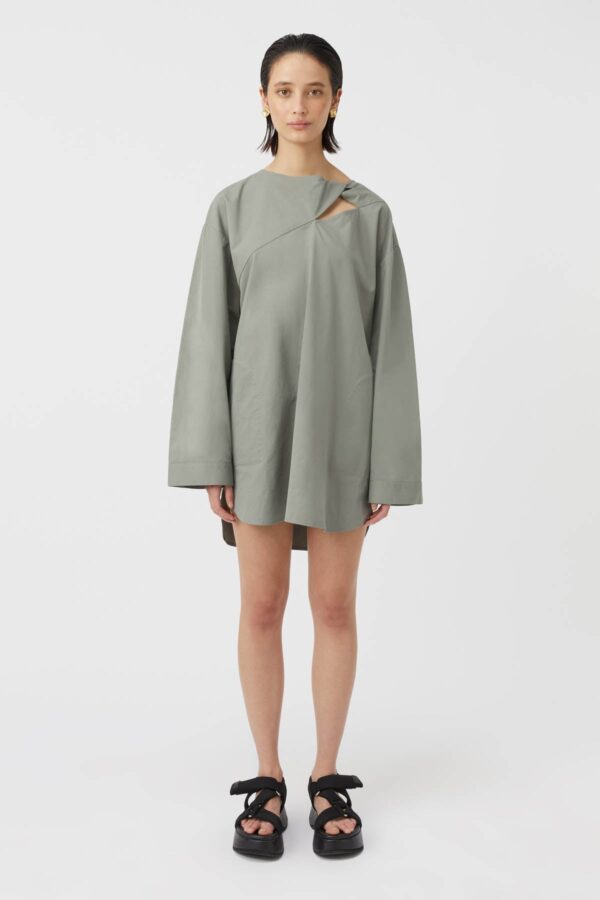 Nella Long Sleeve Shirt Dress Eucalyptus