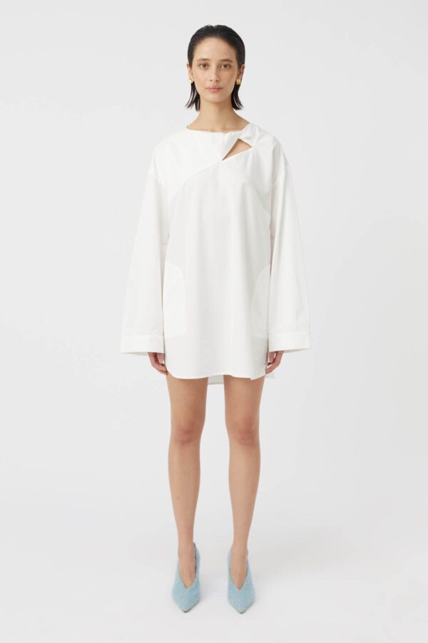 Tania Long Sleeve Shirt Dress White