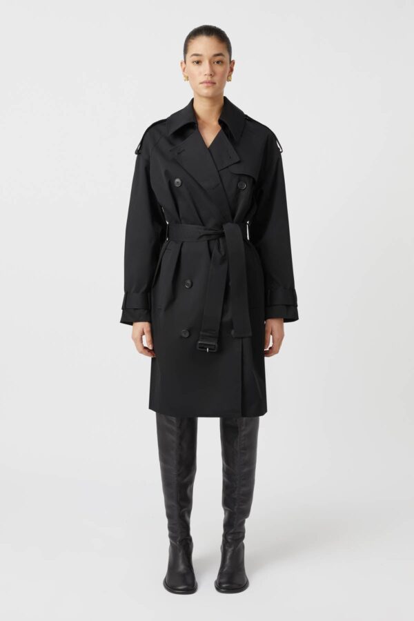 Masada Classic Knee Length Trench Black